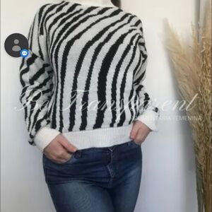 Elegant Zebra Patterned Sweater